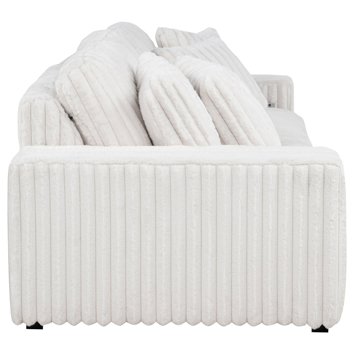 Jacana Dual Power Chaise Sofa - Channel-Tufted Ivory Corduroy with USB-A & USB-C Charging – view 11