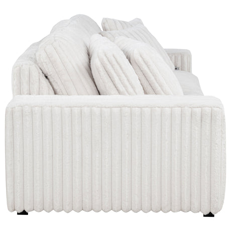 Jacana Dual Power Chaise Sofa - Channel-Tufted Ivory Corduroy with USB-A & USB-C Charging – view 11