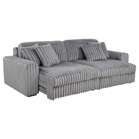 Jacana Dual Power Chaise Sofa - Channel-Tufted Grey Corduroy with USB-A & USB-C Charging – view 4