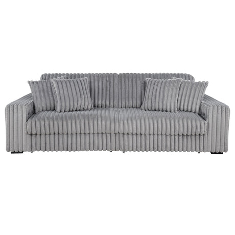 Jacana Dual Power Chaise Sofa - Channel-Tufted Grey Corduroy with USB-A & USB-C Charging – view 7