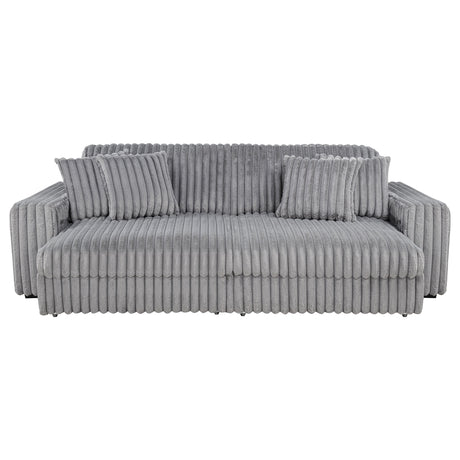 Jacana Dual Power Chaise Sofa - Channel-Tufted Grey Corduroy with USB-A & USB-C Charging – view 8