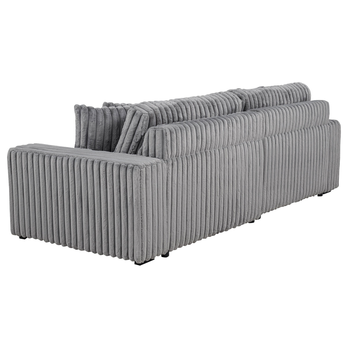 Jacana Dual Power Chaise Sofa - Channel-Tufted Grey Corduroy with USB-A & USB-C Charging – view 9