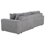 Jacana Dual Power Chaise Sofa - Channel-Tufted Grey Corduroy with USB-A & USB-C Charging – view 9