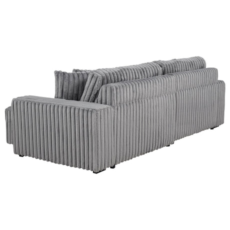 Jacana Dual Power Chaise Sofa - Channel-Tufted Grey Corduroy with USB-A & USB-C Charging – view 10