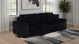 Jacana Dual Power Chaise Sofa - Black Channel-Tufted Corduroy with USB-A & USB-C Charging – view 1