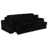 Jacana Dual Power Chaise Sofa - Black Channel-Tufted Corduroy with USB-A & USB-C Charging – view 4