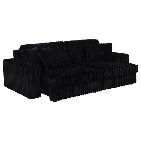 Jacana Dual Power Chaise Sofa - Black Channel-Tufted Corduroy with USB-A & USB-C Charging – view 4
