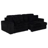 Jacana Dual Power Chaise Sofa - Black Channel-Tufted Corduroy with USB-A & USB-C Charging – view 5
