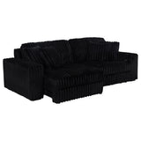 Jacana Dual Power Chaise Sofa - Black Channel-Tufted Corduroy with USB-A & USB-C Charging – view 6