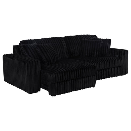 Jacana Dual Power Chaise Sofa - Black Channel-Tufted Corduroy with USB-A & USB-C Charging – view 6