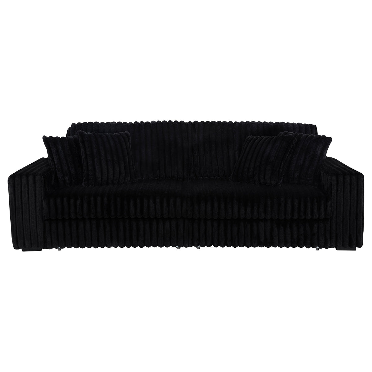 Jacana Dual Power Chaise Sofa - Black Channel-Tufted Corduroy with USB-A & USB-C Charging – view 7