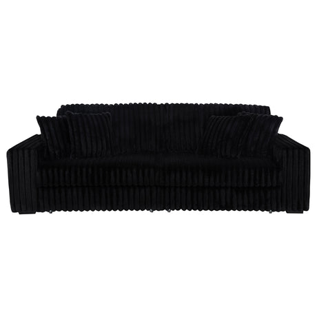 Jacana Dual Power Chaise Sofa - Black Channel-Tufted Corduroy with USB-A & USB-C Charging – view 7