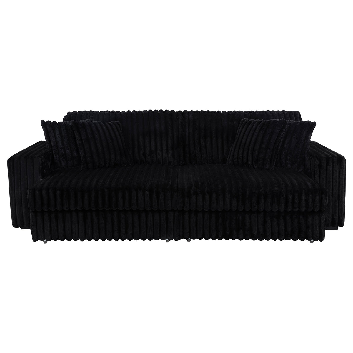 Jacana Dual Power Chaise Sofa - Black Channel-Tufted Corduroy with USB-A & USB-C Charging – view 8