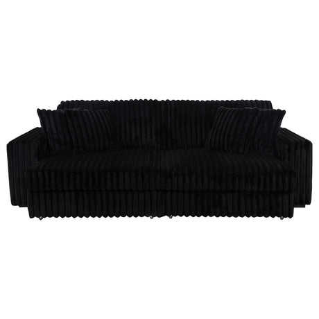 Jacana Dual Power Chaise Sofa - Black Channel-Tufted Corduroy with USB-A & USB-C Charging – view 8