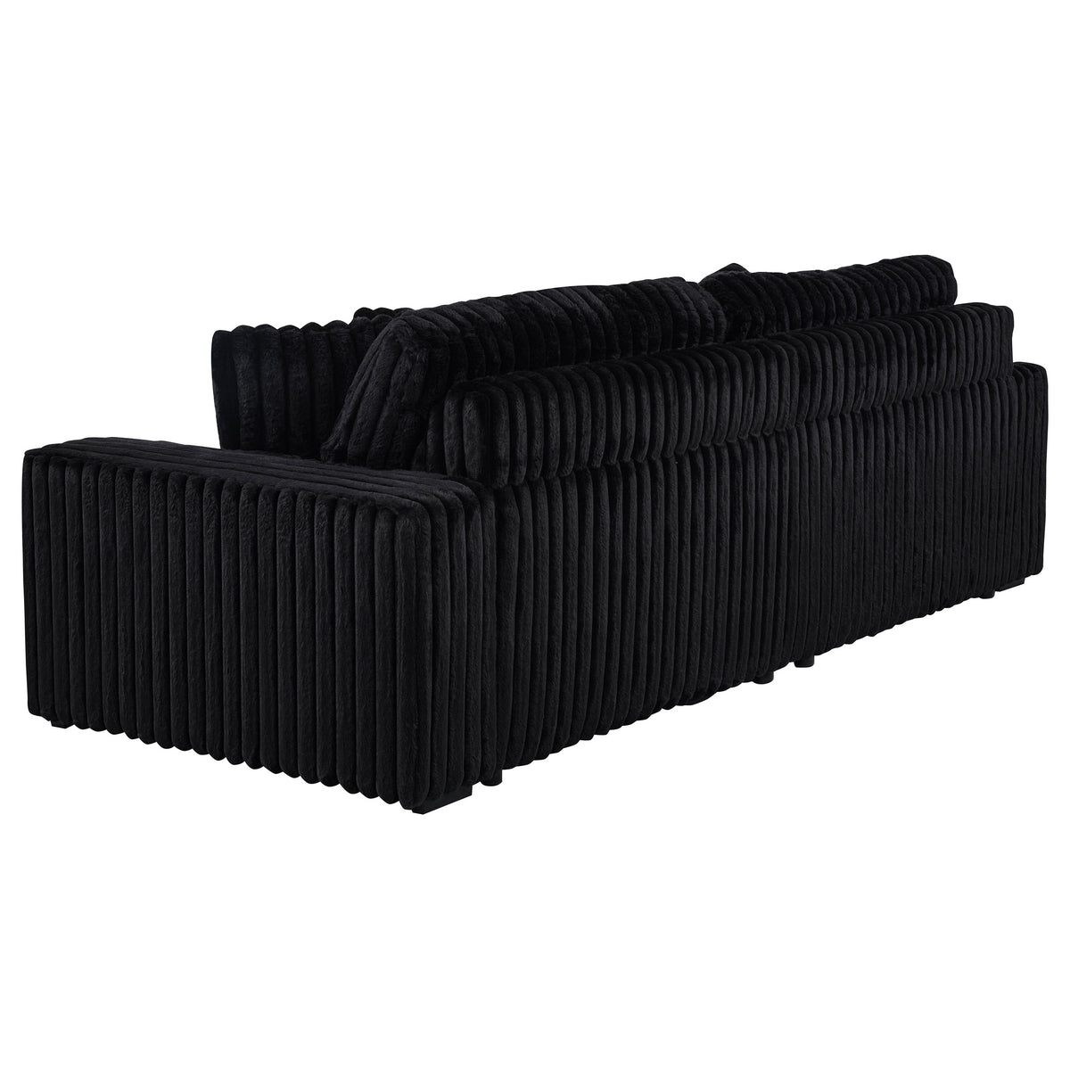 Jacana Dual Power Chaise Sofa - Black Channel-Tufted Corduroy with USB-A & USB-C Charging – view 9
