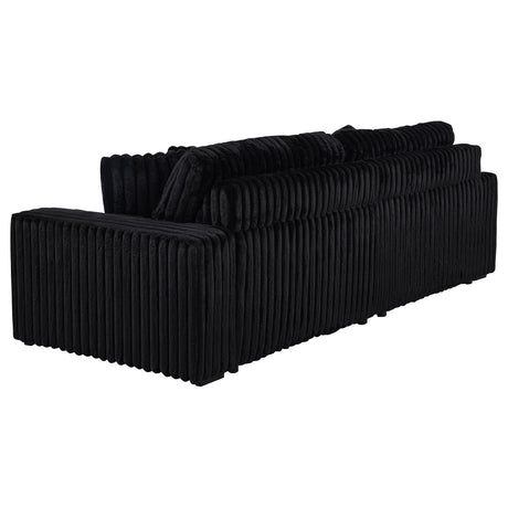 Jacana Dual Power Chaise Sofa - Black Channel-Tufted Corduroy with USB-A & USB-C Charging – view 9