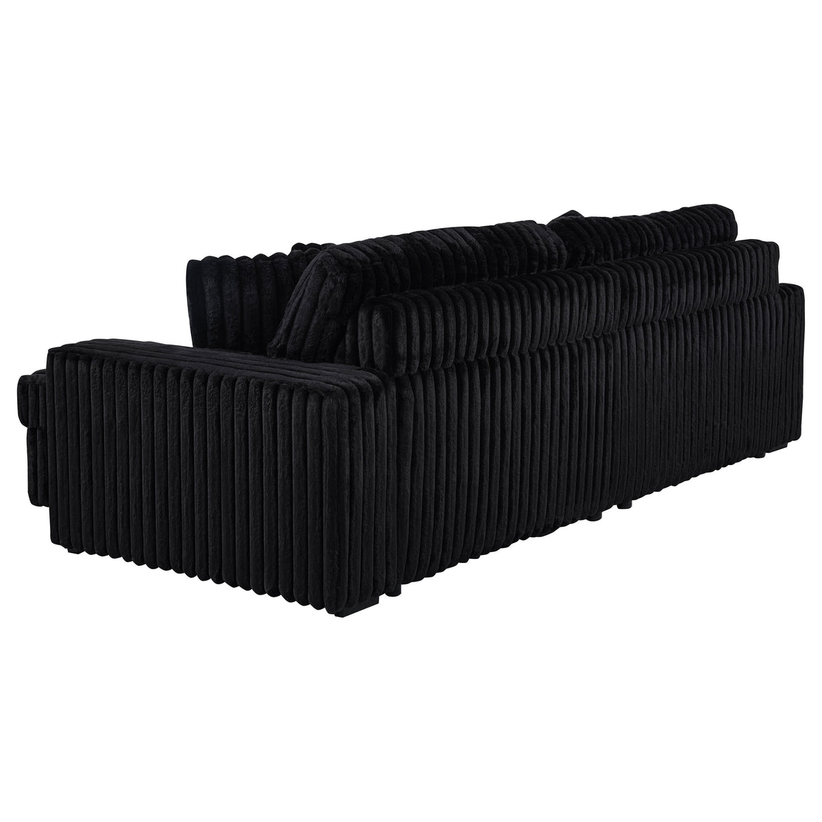 Jacana Dual Power Chaise Sofa - Black Channel-Tufted Corduroy with USB-A & USB-C Charging – view 10