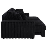 Jacana Dual Power Chaise Sofa - Black Channel-Tufted Corduroy with USB-A & USB-C Charging – view 12