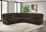 Atkinson 3-Piece Reclining Sectional Sofa - Channel-Tufted Chocolate Corduroy with Storage Consoles – view 1