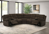 Atkinson 3-Piece Reclining Sectional Sofa - Channel-Tufted Chocolate Corduroy with Storage Consoles – view 3
