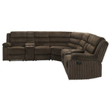Atkinson 3-Piece Reclining Sectional Sofa - Channel-Tufted Chocolate Corduroy with Storage Consoles – view 6