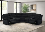 Atkinson 3-Piece Reclining Sectional Sofa - Black Wide-Wale Corduroy with Storage Consoles & Cup Holders – view 3