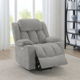 Houston Power Lift Recliner with USB Port - Overstuffed Grey Chenille with Pillowtop Arms & Cupholders – view 3