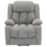 Houston Power Lift Recliner with USB Port - Overstuffed Grey Chenille with Pillowtop Arms & Cupholders – view 7