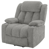 Houston Power Lift Recliner with USB Port - Overstuffed Grey Chenille with Pillowtop Arms & Cupholders – view 8