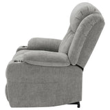 Houston Power Lift Recliner with USB Port - Overstuffed Grey Chenille with Pillowtop Arms & Cupholders – view 9