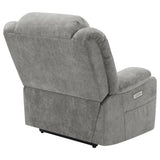 Houston Power Lift Recliner with USB Port - Overstuffed Grey Chenille with Pillowtop Arms & Cupholders – view 11
