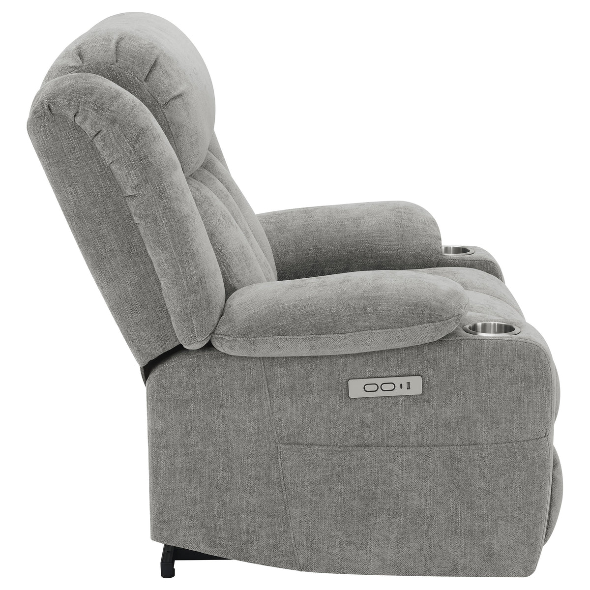 Houston Power Lift Recliner with USB Port - Overstuffed Grey Chenille with Pillowtop Arms & Cupholders – view 12