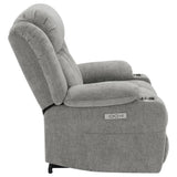 Houston Power Lift Recliner with USB Port - Overstuffed Grey Chenille with Pillowtop Arms & Cupholders – view 12