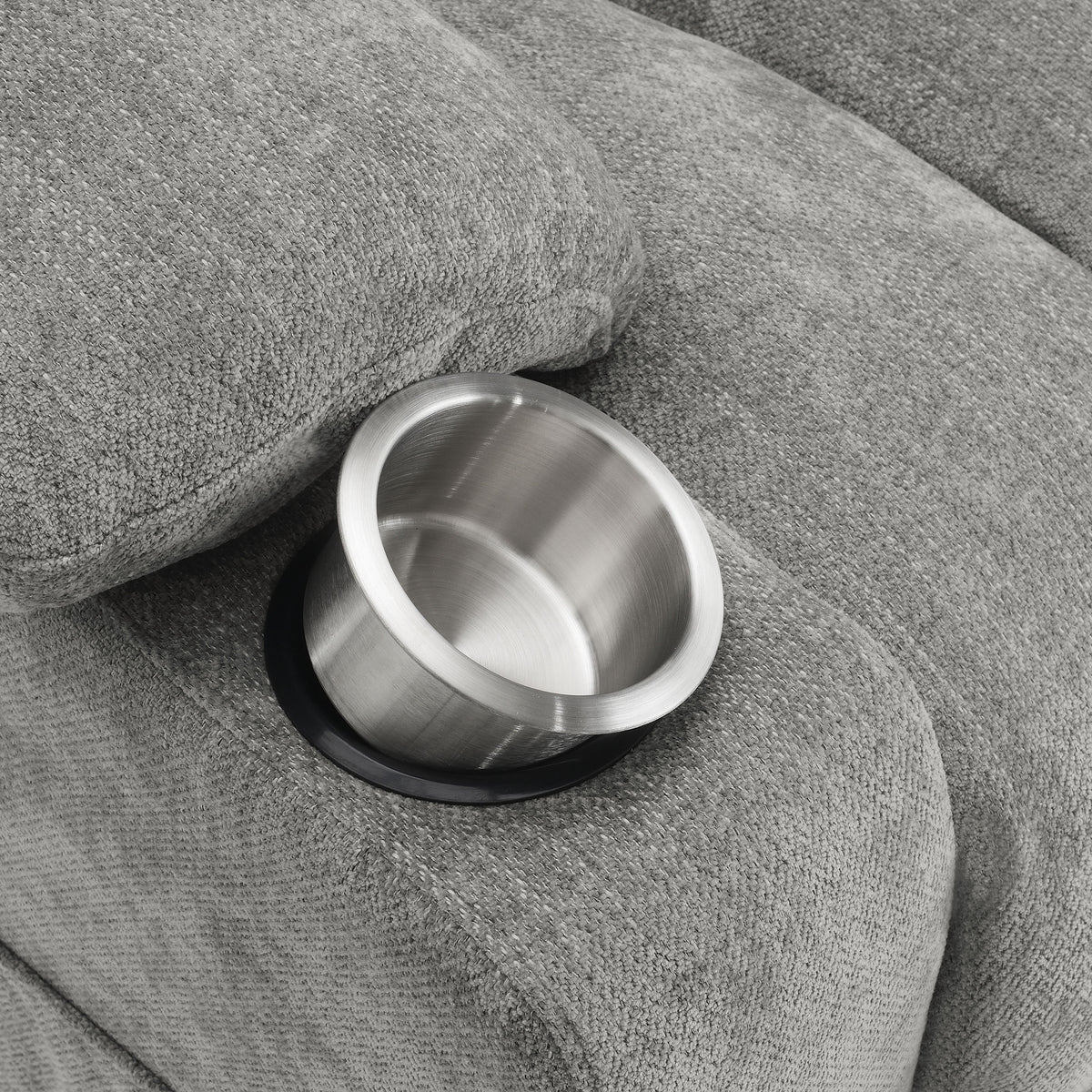 Houston Power Lift Recliner with USB Port - Overstuffed Grey Chenille with Pillowtop Arms & Cupholders – view 14