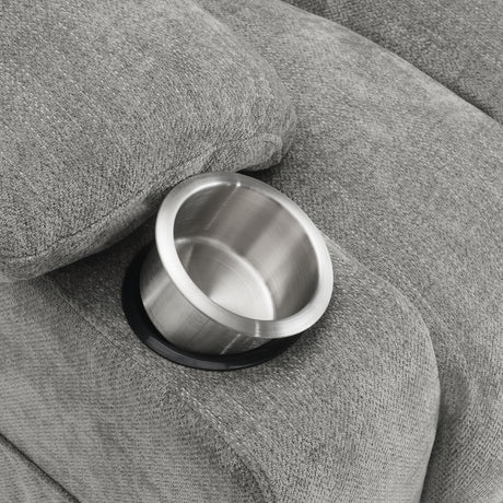 Houston Power Lift Recliner with USB Port - Overstuffed Grey Chenille with Pillowtop Arms & Cupholders – view 14