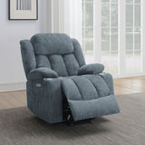 Houston Power Lift Recliner with USB - Overstuffed Slate Blue Chenille with Pillowtop Arms – view 3