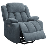 Houston Power Lift Recliner with USB - Overstuffed Slate Blue Chenille with Pillowtop Arms – view 5