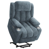 Houston Power Lift Recliner with USB - Overstuffed Slate Blue Chenille with Pillowtop Arms – view 6
