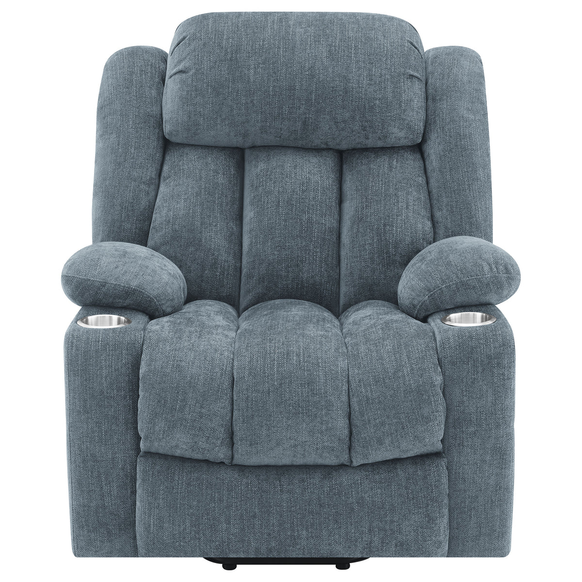 Houston Power Lift Recliner with USB - Overstuffed Slate Blue Chenille with Pillowtop Arms – view 7