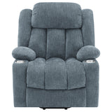 Houston Power Lift Recliner with USB - Overstuffed Slate Blue Chenille with Pillowtop Arms – view 7