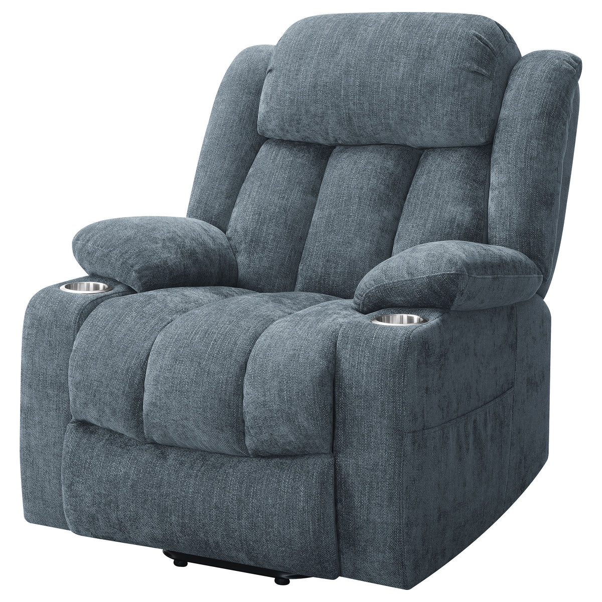 Houston Power Lift Recliner with USB - Overstuffed Slate Blue Chenille with Pillowtop Arms – view 8