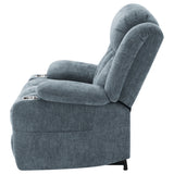 Houston Power Lift Recliner with USB - Overstuffed Slate Blue Chenille with Pillowtop Arms – view 9