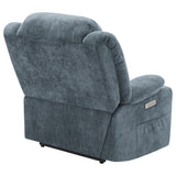 Houston Power Lift Recliner with USB - Overstuffed Slate Blue Chenille with Pillowtop Arms – view 11