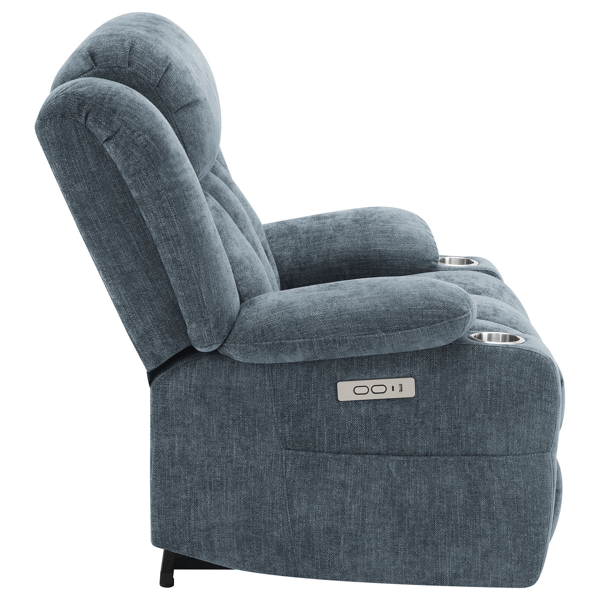 Houston Power Lift Recliner with USB - Overstuffed Slate Blue Chenille with Pillowtop Arms – view 12