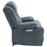 Houston Power Lift Recliner with USB - Overstuffed Slate Blue Chenille with Pillowtop Arms – view 12