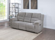 Gilson Reclining Sofa, Console Loveseat & Glider Recliner - Grey Chenille with Pillow Top Arms, Manual Recline – view 1