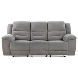 Gilson Reclining Sofa, Console Loveseat & Glider Recliner - Grey Chenille with Pillow Top Arms, Manual Recline – view 9