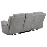 Gilson Reclining Sofa, Console Loveseat & Glider Recliner - Grey Chenille with Pillow Top Arms, Manual Recline – view 10