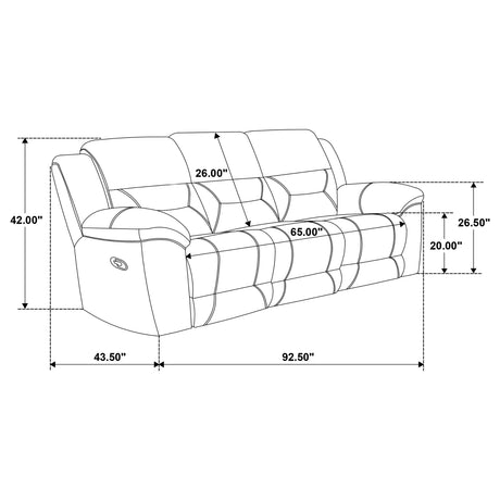 Gilson Reclining Sofa, Console Loveseat & Glider Recliner - Grey Chenille with Pillow Top Arms, Manual Recline – view 15