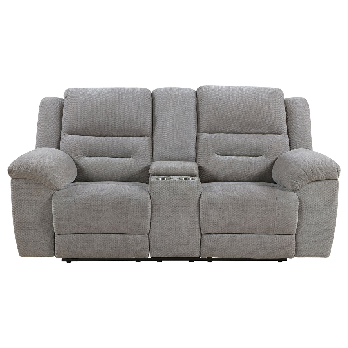 Gilson Reclining Sofa, Console Loveseat & Glider Recliner - Grey Chenille with Pillow Top Arms, Manual Recline – view 20